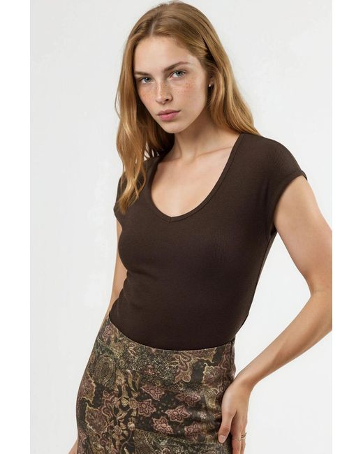 Busem V-Hals Ribbels Blouse in het Black