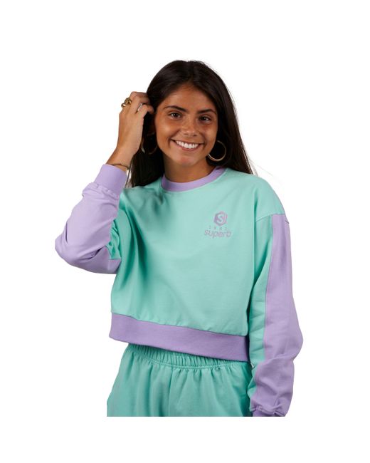 Superb Green Be Happy Rsc-S2102 Short Long-Sleeved Round Neck Sweatshirt
