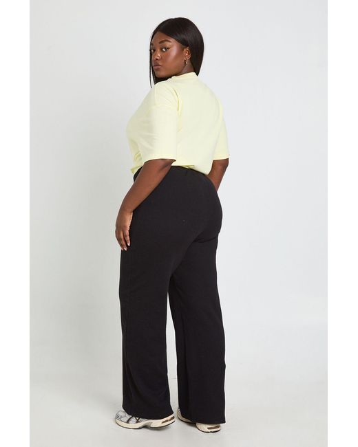 Boohoo White Plus Basic Rib Straight Leg Trouser