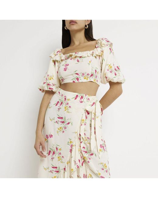 Crop top and skirt set river island cheap