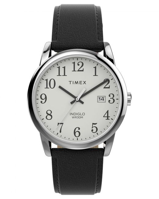 Timex Gray Easy Reader Black Watch Tw2v68800 Leather for men