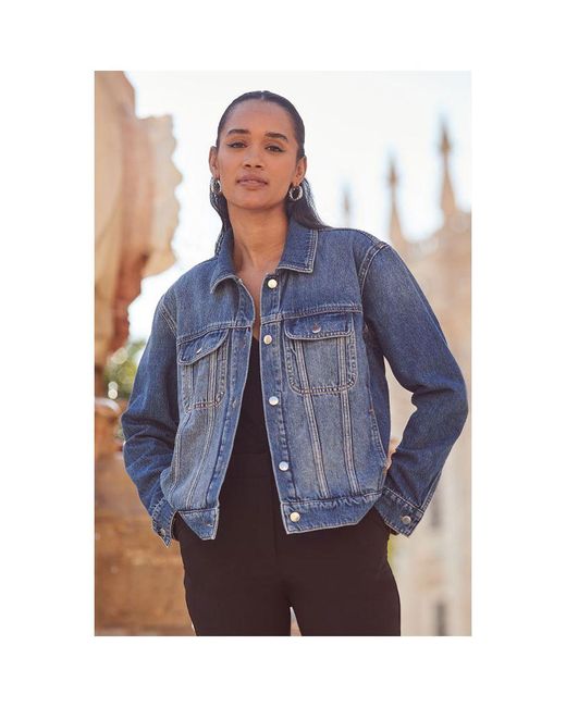 Sosandar Blue Mid Relaxed Fit Denim Jacket
