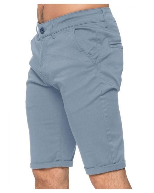 Enzo Blue Slim Fit Stretch Chino Shorts for men