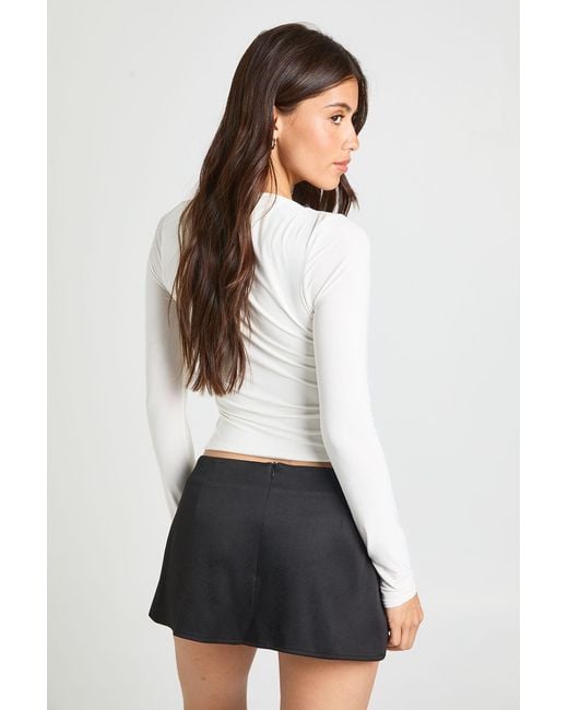 Boohoo White Button Down Crepe Tailored Skort