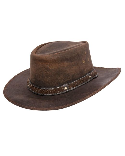 Infinity Leather Brown Cowboy Aussie Real Bush Hat