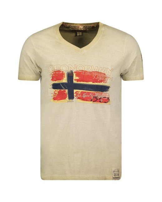 GEOGRAPHICAL NORWAY White Short Sleeve T-Shirt Sw1561Hgn for men