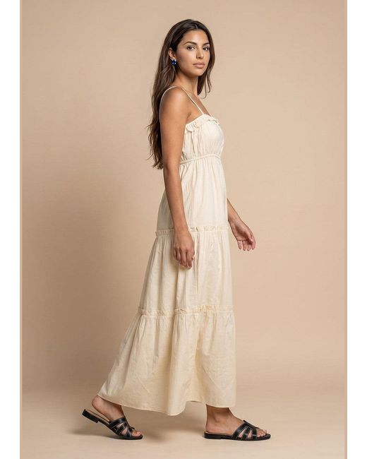 Urban Bliss Natural Ruched Tiered Maxi Dress