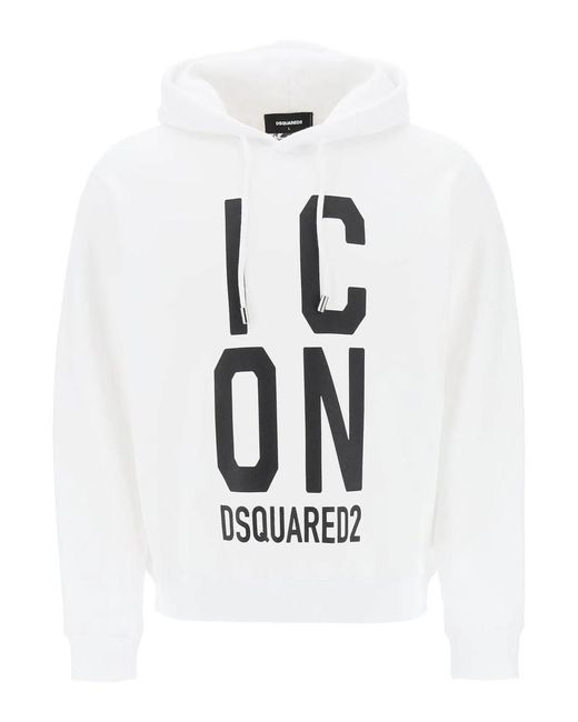 DSquared² 'icon Quadrat' Cooler Fit Hoodie Mit Logodruck in het White voor heren