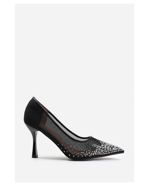 Where's That From White Wheres 'Aralyn' Wide Fit Court Shoe With Diamante Detailing
