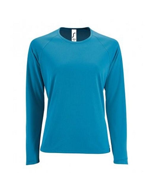 Sol's Blue Slim Fit Performance Raglan Top