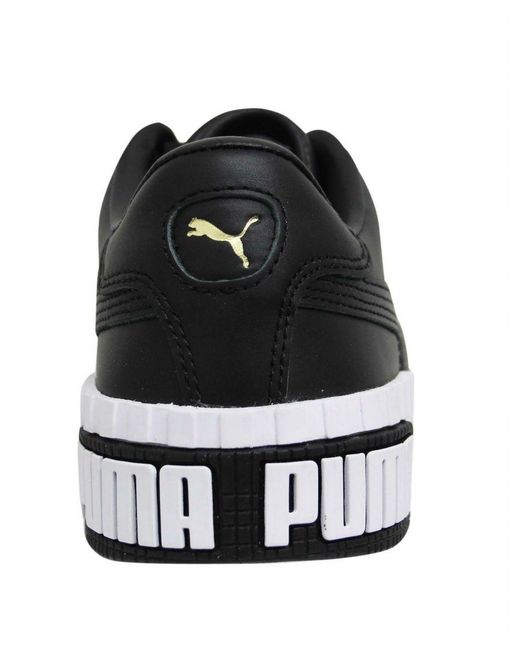 PUMA Black Cali Bold Trainers Leather Lace Up Shoes 370811 03 Leather (Archived)