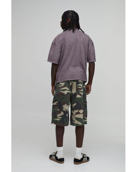 BoohooMAN Gray Washed Oversized Boxy Extended Neck Dog Graphic T-Shirt Cotton for men