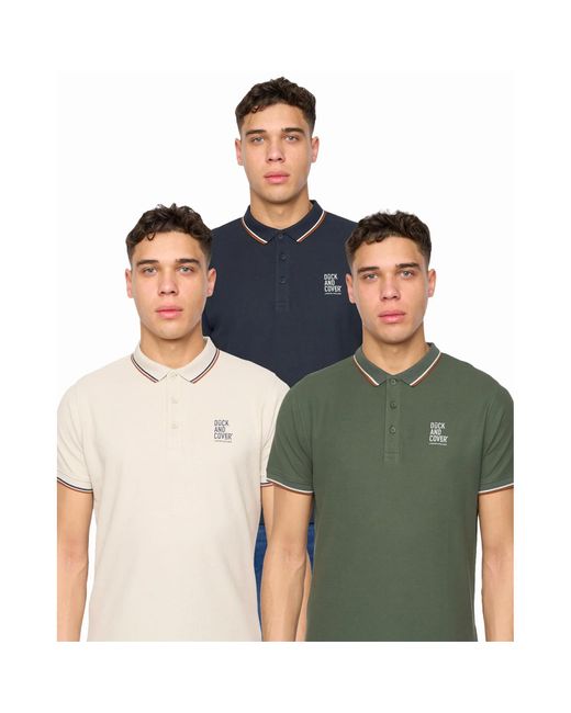 Duck and Cover Blue Melports Polo Shirt (Pack Of 3) (Multicoloured) for men