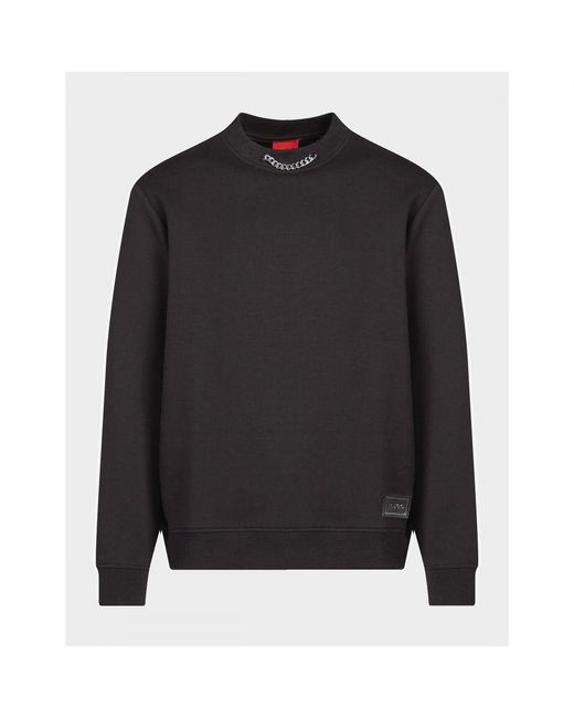 Boss Black Relaxed-Fit Cotton-Blend With Chain Collar Sweatshirt for men