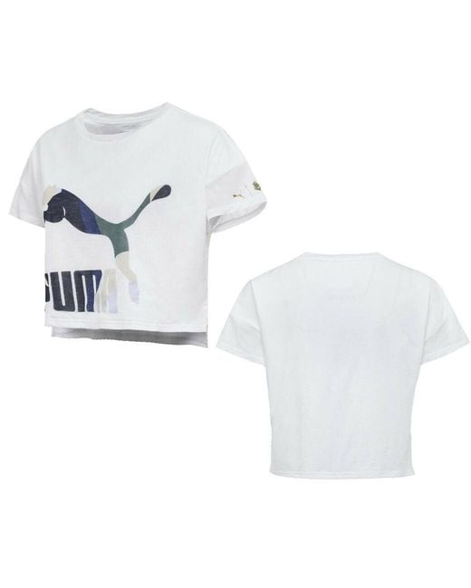 PUMA White X Careaux Logo Crop Top