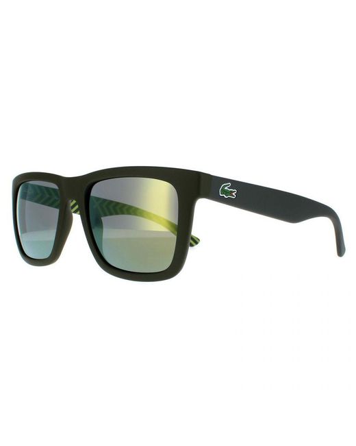 Lacoste Brown Rectangle Matte Mirror Sunglasses for men