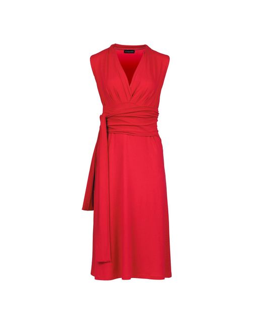 Conquista Red Jersey Empire Line Dress