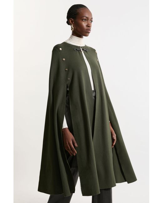 Karen Millen Green Viscose Blend Military Knit Longline Cape