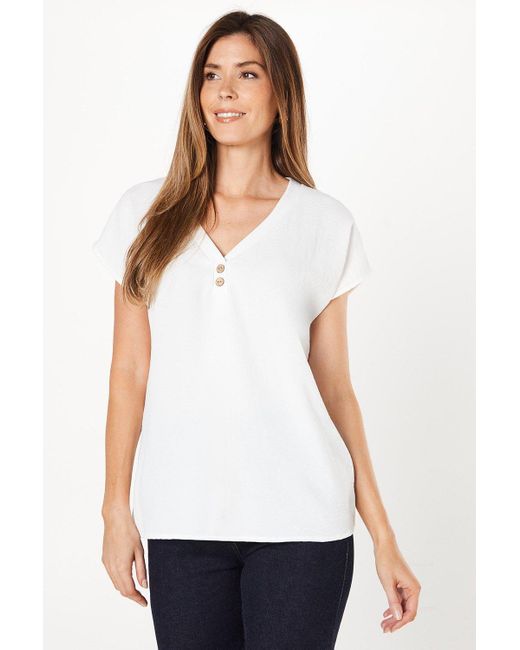 Wallis White Tall Grown On Sleeve T-Shirt