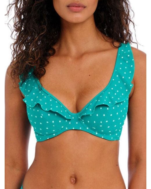Freya Blue Jewel Cove High Apex Bikini Top