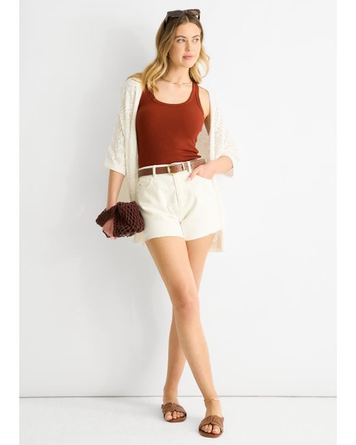 Gini London White Crochet Knit Edge To Cardigan