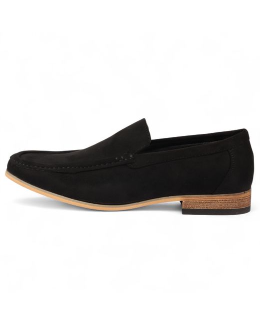 Infinity Leather Black Suede Loafers Lightweight Slip-On Casual Shoes Faux Leather for men