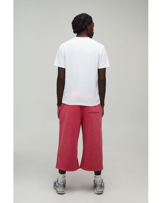 BoohooMAN Red Heavyweight Washed Jersey Longline Jort for men