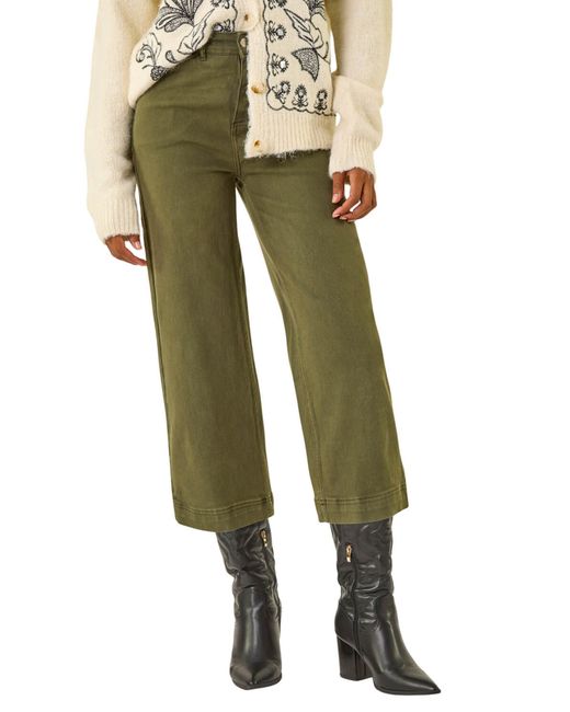 Roman Green Wide Leg Stretch Culottes