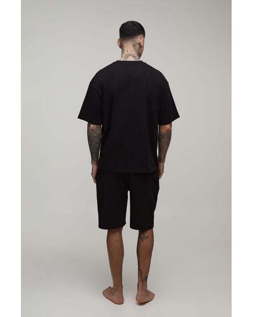 BoohooMAN Black Tall Regular Fit T-Shirt & Short Lounge Set for men