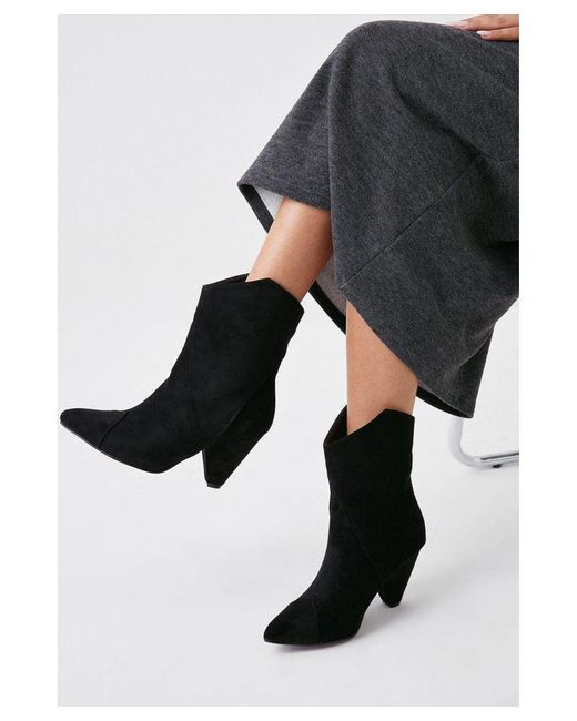 Oasis Black Pointed Western Ankle Boots