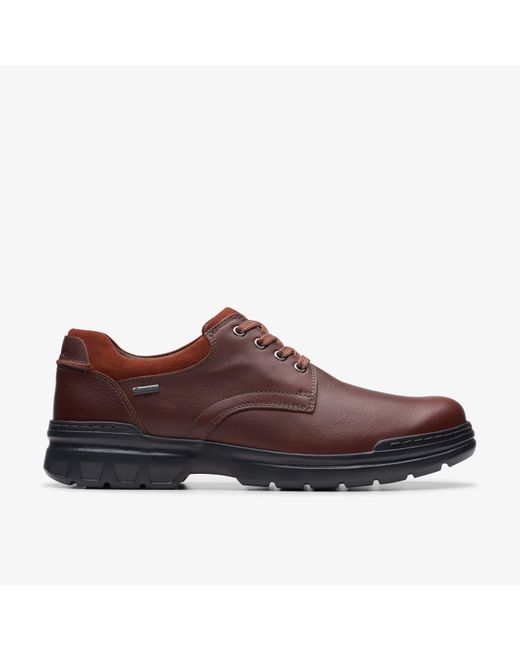 Clarks Brown Rockie Walk Gore-Tex Dark Tan Leather Shoes for men