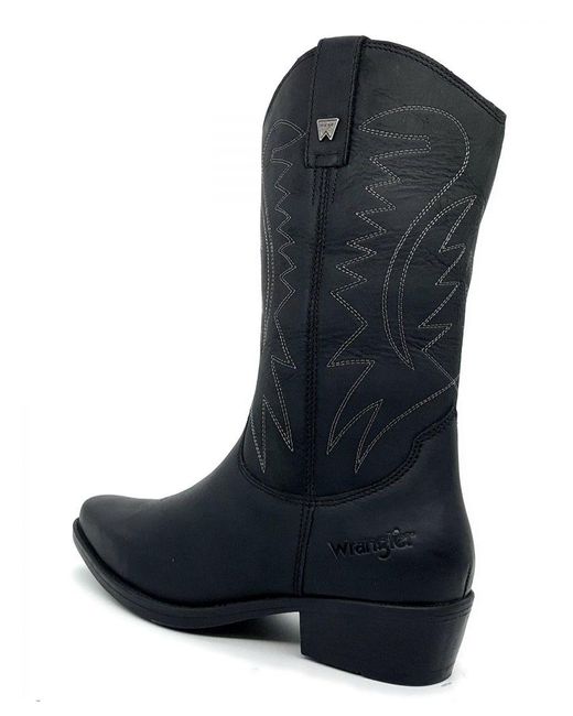 Tex Hi Leather Black Biker Chelsea Cowboy Western Boots