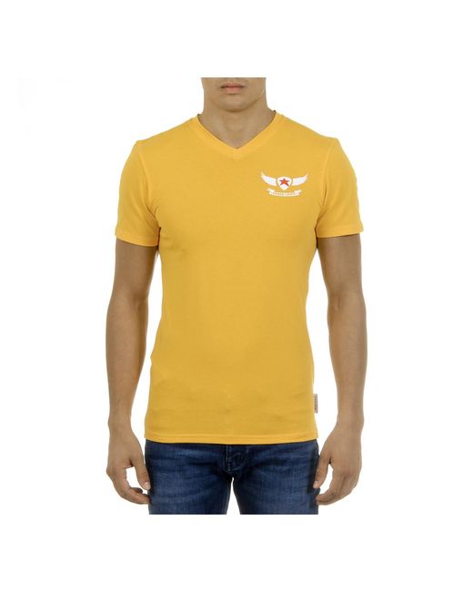 Andrew Charles by Andy Hilfiger Yellow T-Shirt Short Sleeves V-Neck Kenan for men
