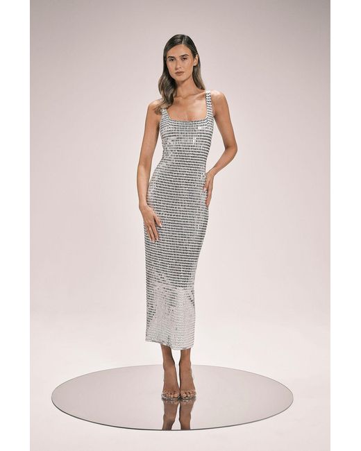 Karen Millen Pink Premium Crystal Embellished Midi Dress
