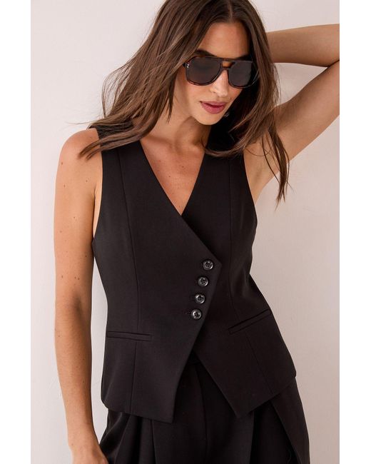Nasty Gal Black Asymmetric Button Waistcoat