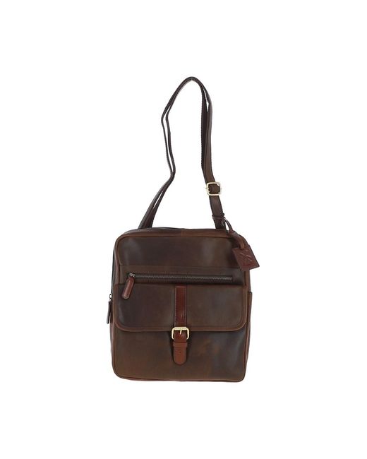 Fenland Sheepskin Brown Real Oily Leather Medium Messenger Bag for men