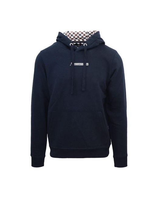 Aquascutum Blue Hooded Neck Lacoste Lettering Sweatshirt for men
