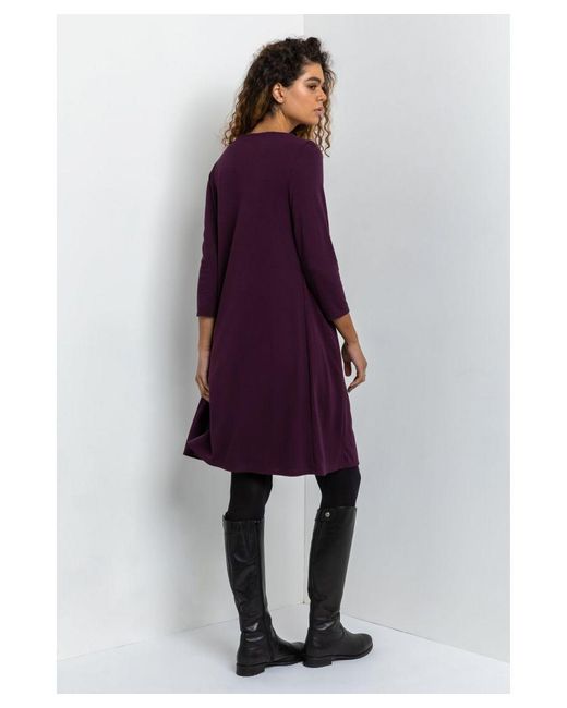 Roman Purple A-Line Pocket Detail Swing Dress