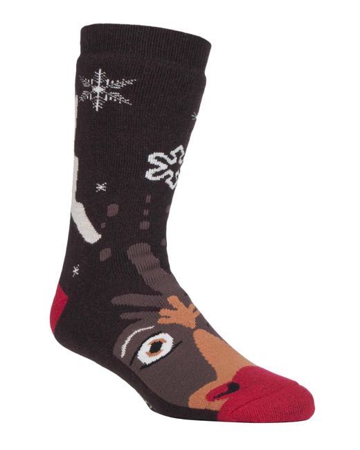 Heat Holders Brown Ladies Thermal Christmas Non Slip Slipper Socks With Grippers