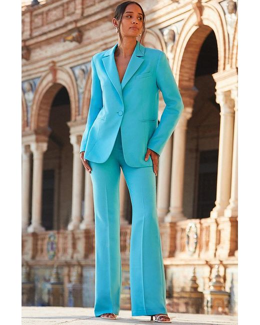 Sosandar Blue Azure Tailored Blazer