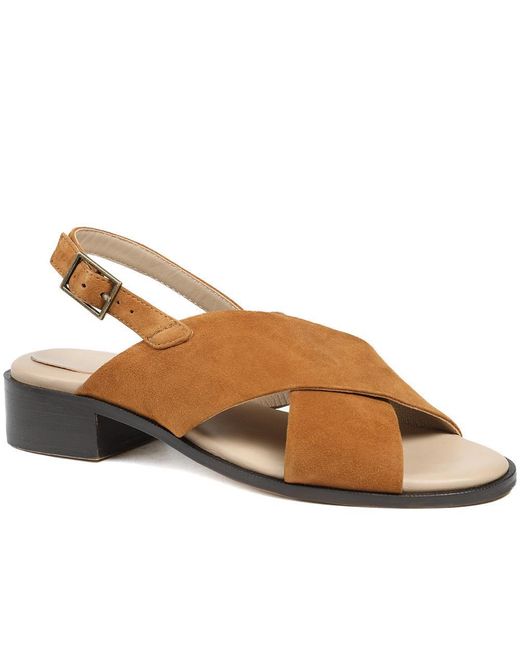 Jones Bootmaker Brown Fauna Leather Block Heel Sandals