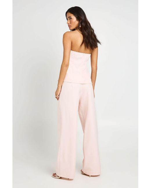 Boohoo Pink Bandeau Belt Detail Tailored Top