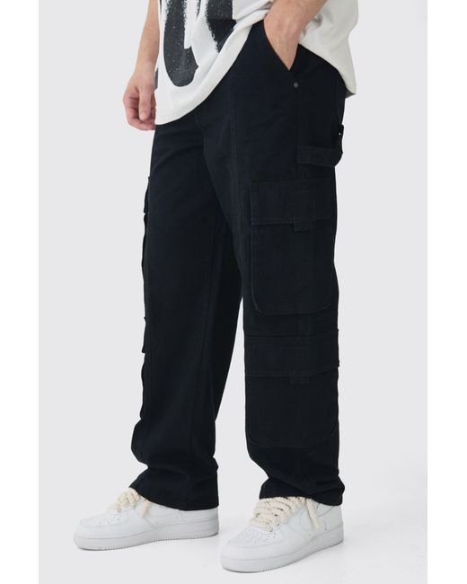 BoohooMAN Blue Tall Relaxed Fit Large Pocket Cargo Trousers for men