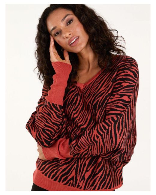 Blue Vanilla Red Vanilla Zebra V-Neck Jumper