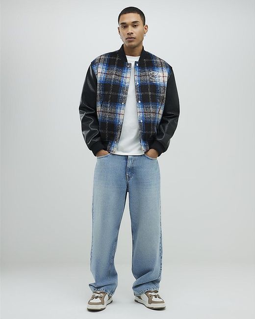 River Island Blue Baggy Fit Jeans Denim Fabric Cotton for men