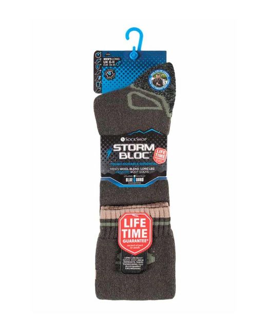 Storm Bloc Black Extra Long Knee High Wool Blend Thermal Boot Socks For Wellies for men