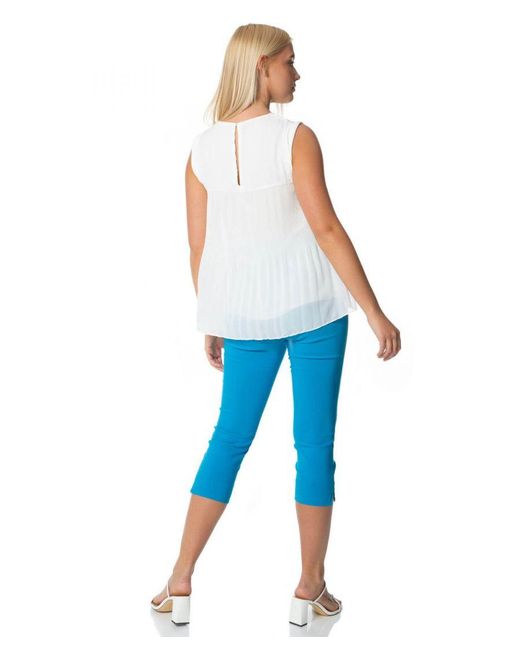 Roman Blue Pleated Chiffon Top