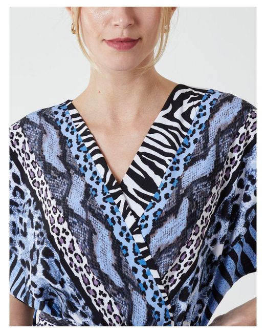Blue Vanilla Blue Multi Stripe Animal Jumpsuit Viscose