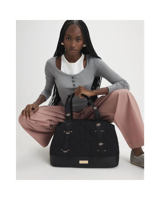 River Island Gray Heart Quilted Holdall Bag