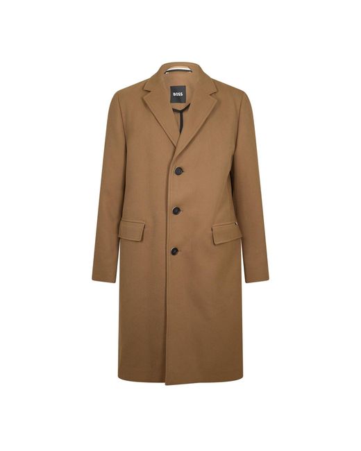 Boss Brown Hyde Flaps Overcoat for men